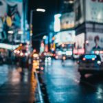 blurred shot of a city at night