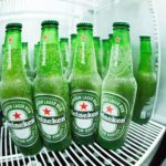 green heineken bottle in refrigerator